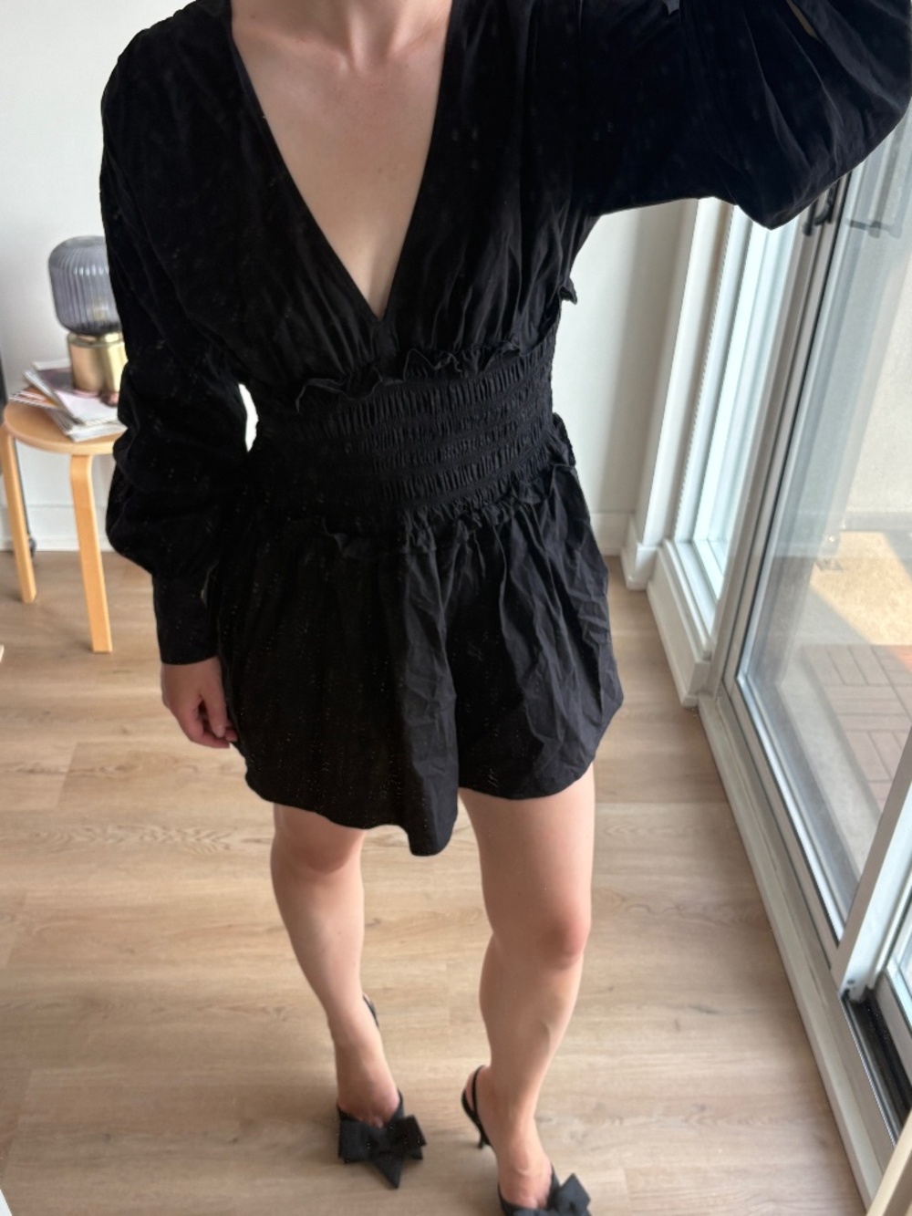 Ramy Brook Smocked Black Mini Dress
